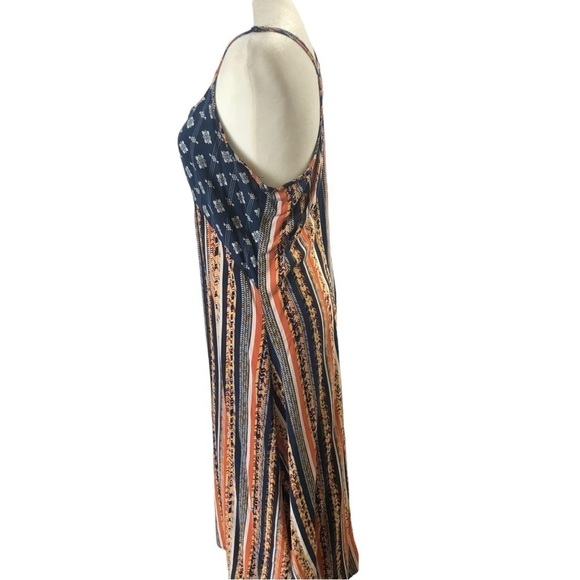 Hype Maxi Dress Women XL Blue Orange Boho Racerback - Picture 3 of 8